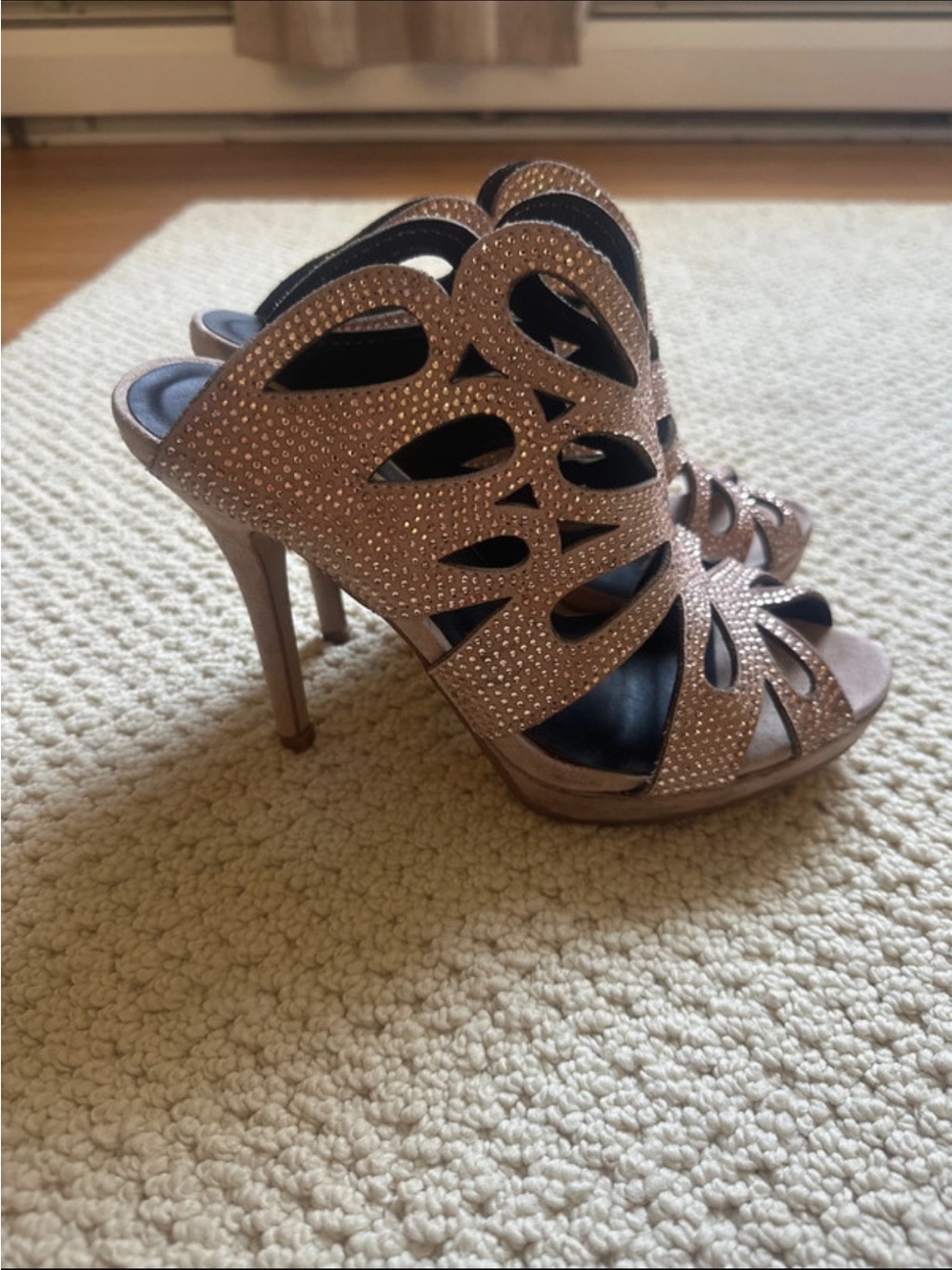 Women's Crystal Cutout Stiletto Heels in Rose Gold
